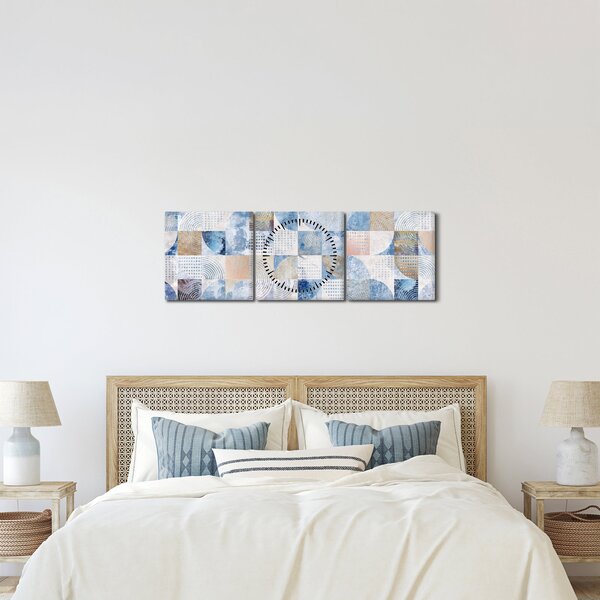 Kép - Geometrikus formák a falon (órával) (90x30 cm)
