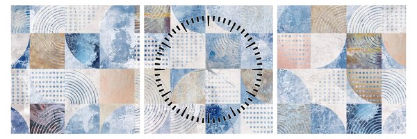 Kép - Geometrikus formák a falon (órával) (90x30 cm)