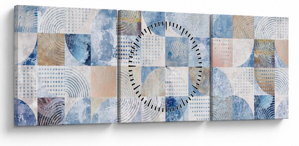 Kép - Geometrikus formák a falon (órával) (90x30 cm)
