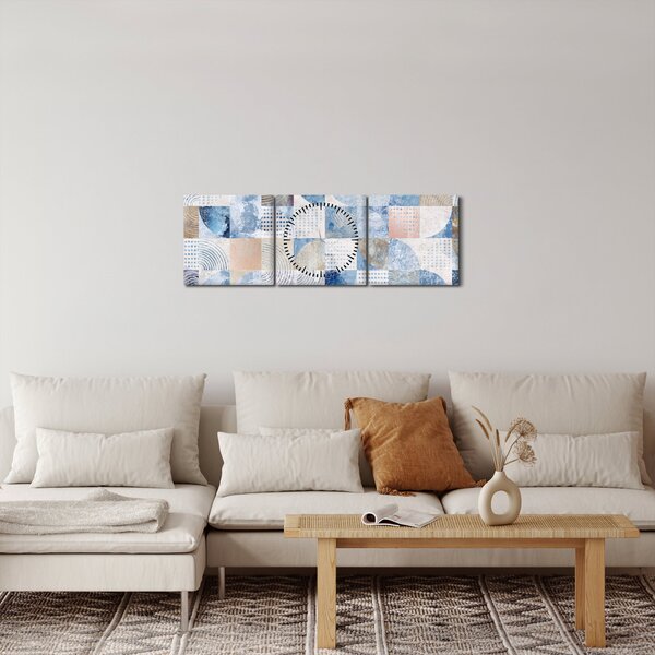 Kép - Geometrikus formák a falon (órával) (90x30 cm)