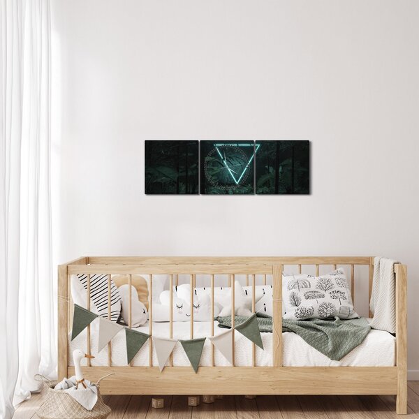 Kép - Neon háromszög a dzsungelben (órával) (90x30 cm)