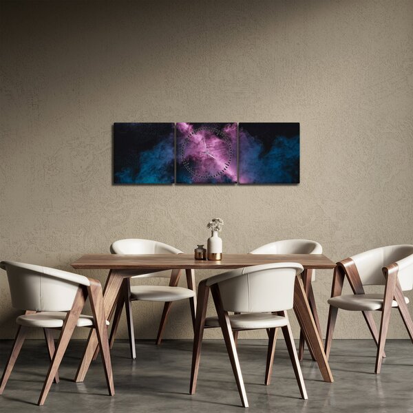 Kép - Rózsaszín-kék füst (órával) (90x30 cm)