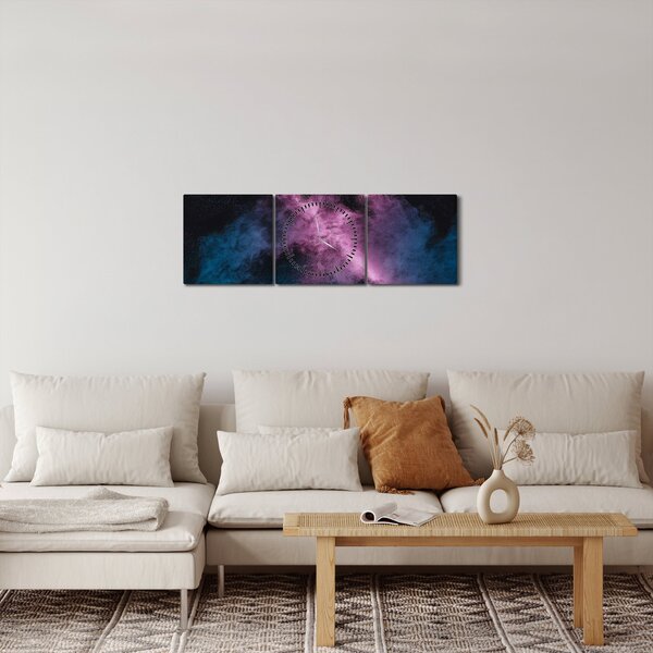 Kép - Rózsaszín-kék füst (órával) (90x30 cm)