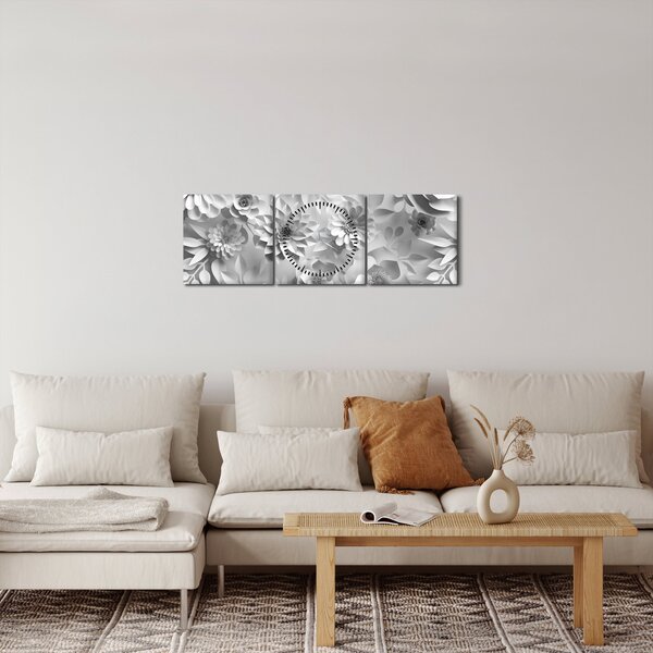 Kép - Fehér virágok (órával) (90x30 cm)