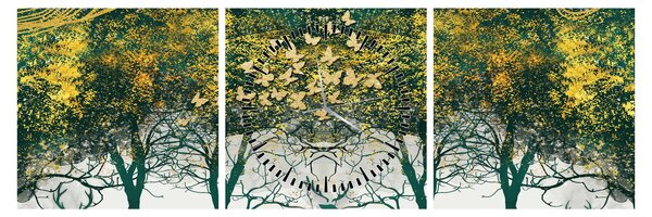 Kép - Szarvas a zöld erdőben (órával) (90x30 cm)