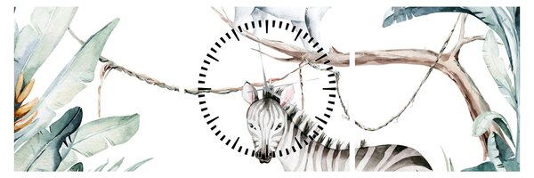 Kép - egzotikus állatok (órával) (90x30 cm)