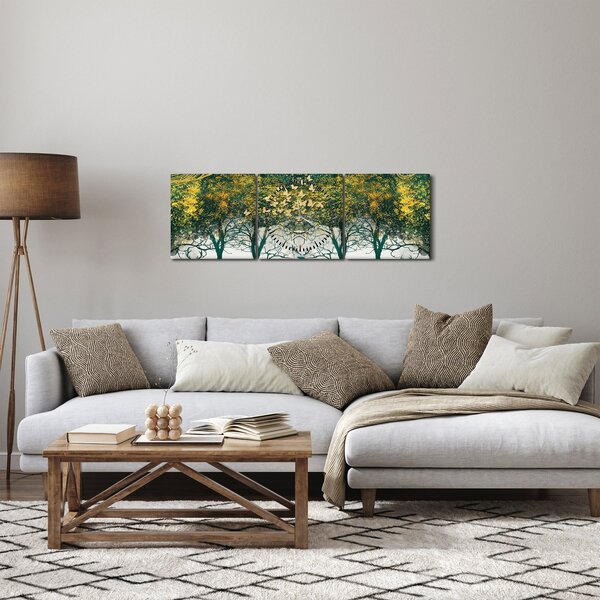 Kép - Szarvas a zöld erdőben (órával) (90x30 cm)
