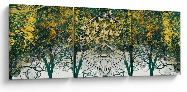 Kép - Szarvas a zöld erdőben (órával) (90x30 cm)