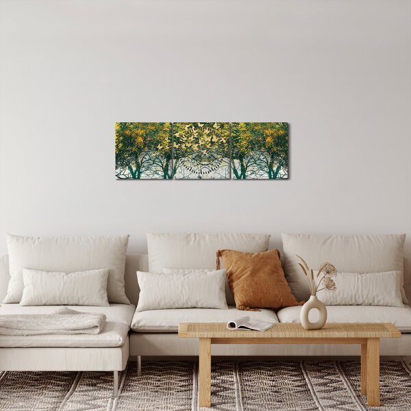 Kép - Szarvas a zöld erdőben (órával) (90x30 cm)