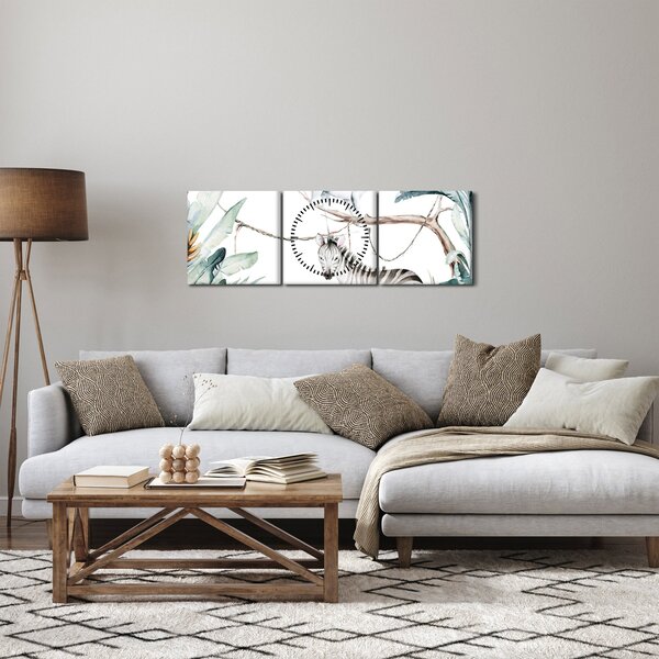 Kép - egzotikus állatok (órával) (90x30 cm)