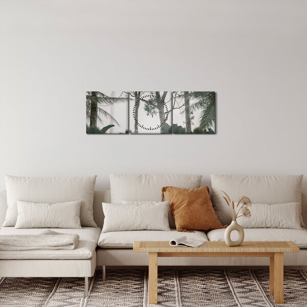 Kép - dzsungel a reggeli ködben (órával) (90x30 cm)