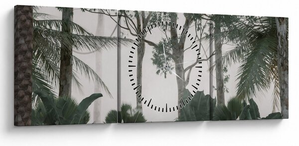 Kép - dzsungel a reggeli ködben (órával) (90x30 cm)