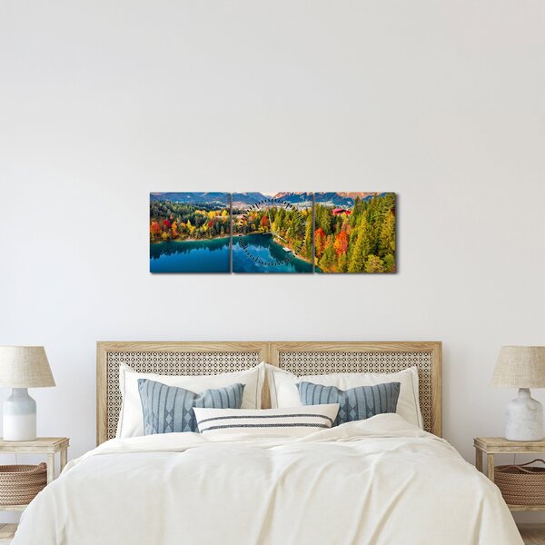 Kép - Urisee-tó, Ausztria (órával) (90x30 cm)