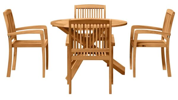 VidaXL Kert étkező szett 5 pcs Természetes Tömör Akácfa