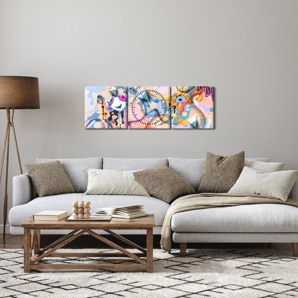 Kép - mesebeli absztrakció (órával) (90x30 cm)