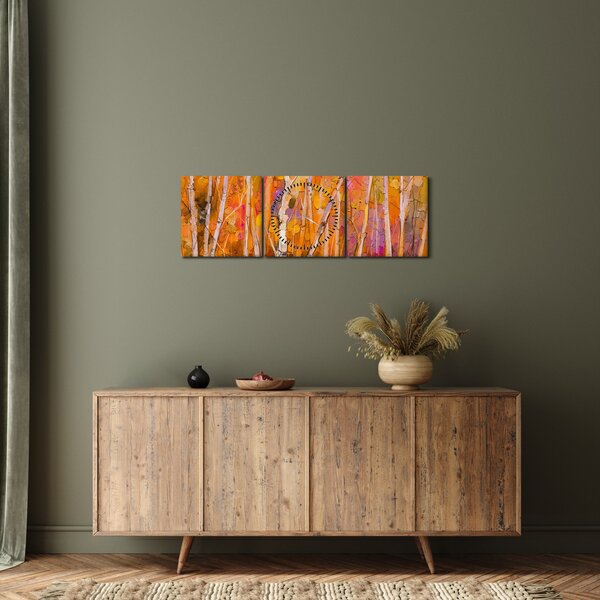 Kép - őszi erdő (órával) (90x30 cm)