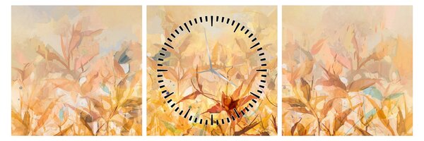 Kép - levelek az ősz színében, olajfestmény (órával) (90x30 cm)