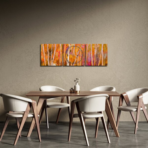 Kép - őszi erdő (órával) (90x30 cm)