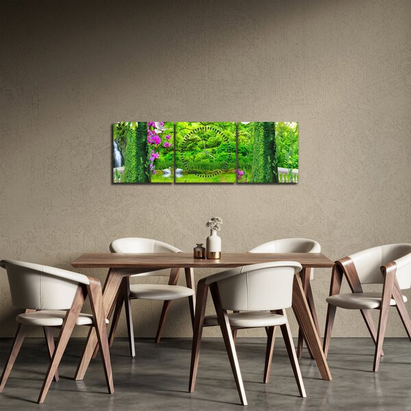 Kép - Varázslatos kert hattyúkkal (órával) (90x30 cm)