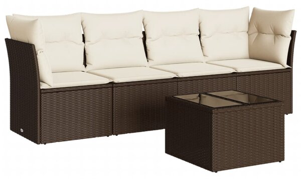 5 részes barna polyrattan kerti ülőgarnitúra párnával