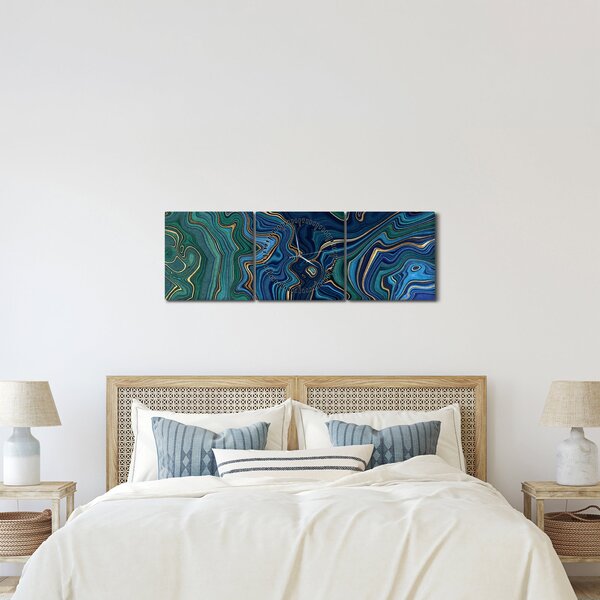 Kép - zöld-kék márvány (órával) (90x30 cm)