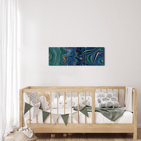 Kép - zöld-kék márvány (órával) (90x30 cm)