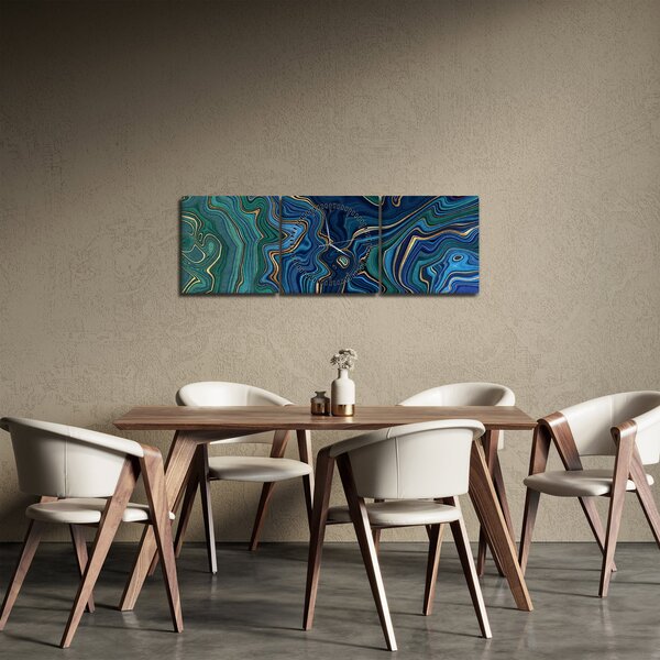 Kép - zöld-kék márvány (órával) (90x30 cm)