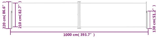 Kék behúzható oldalsó napellenző 220 x 1000 cm