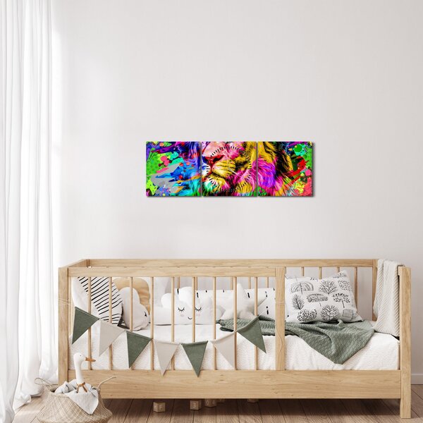 Kép - Oroszlán 3D-s képe (órával) (90x30 cm)