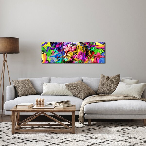 Kép - Oroszlán 3D-s képe (órával) (90x30 cm)