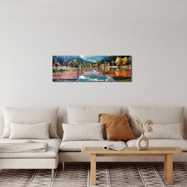 Kép - Jasna-tó, Gozd Martuljek, Júliai-Alpok, Szlovénia (órával) (90x30 cm)