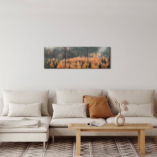 Kép - őszi erdő (órával) (90x30 cm)