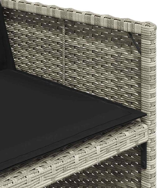 9részes világosszürke polyrattan kerti étkezőgarnitúra párnával