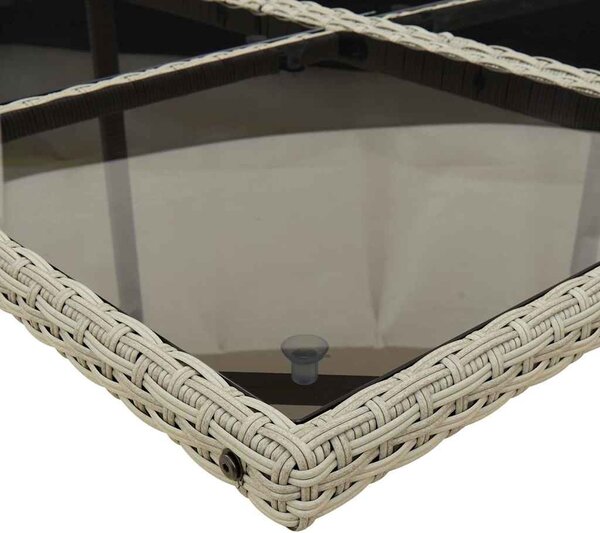 15 részes szürke polyrattan kerti étkezőgarnitúra párnákkal