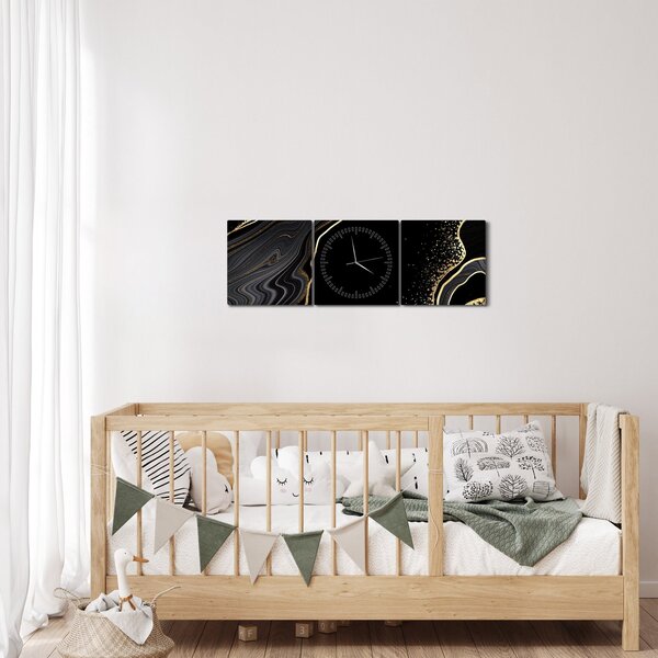 Kép - Fekete és arany márvány (órával) (90x30 cm)