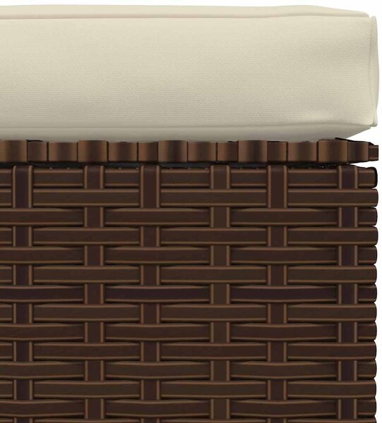 Barna polyrattan kerti lábtartó párnával 70 x 70 x 30 cm