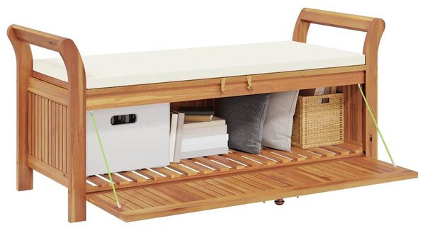 Tömör akácfa tárolópad párnával 126 cm