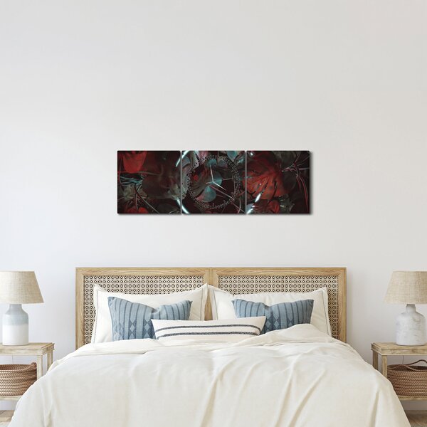 Kép - Neon kör a pálmafák között (órával) (90x30 cm)