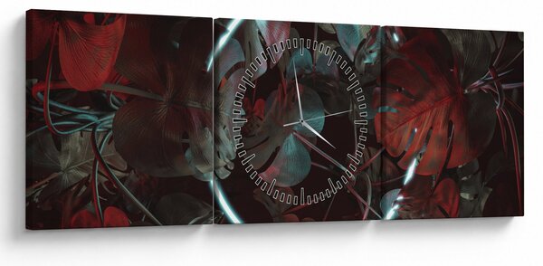 Kép - Neon kör a pálmafák között (órával) (90x30 cm)