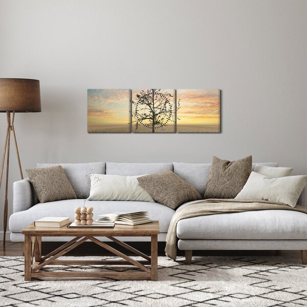 Kép - fa a sivatagban (órával) (90x30 cm)