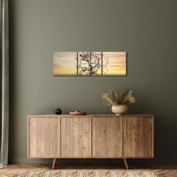 Kép - fa a sivatagban (órával) (90x30 cm)