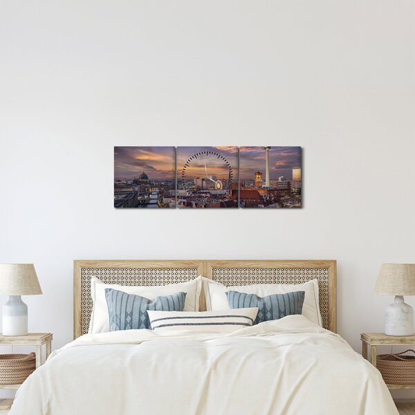 Kép - Naplemente Berlin felett (órával) (90x30 cm)