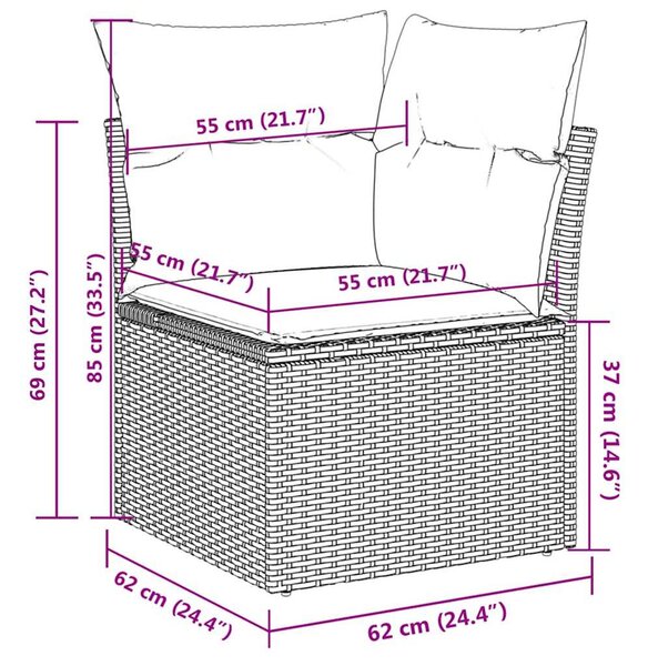 9 részes bézs polyrattan kerti ülőgarnitúra párnákkal