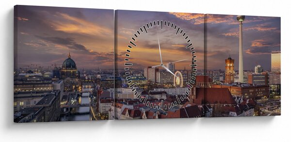 Kép - Naplemente Berlin felett (órával) (90x30 cm)