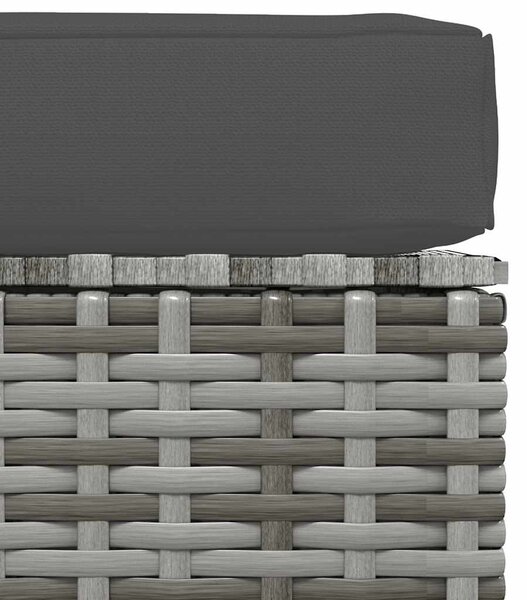 Szürke polyrattan kerti lábtartó párnával 70 x 70 x 30 cm