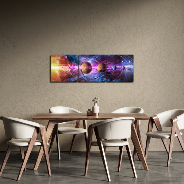 Kép - Naprendszer (órával) (90x30 cm)