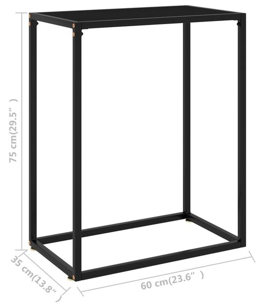 Fekete edzett üveg tálalóasztal 60 x 35 x 75 cm