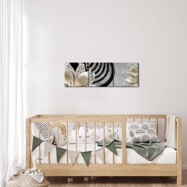 Kép - 3D arany virágok (órával) (90x30 cm)