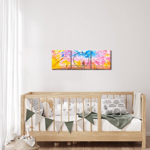 Kép - festett pár, akvarell (órával) (90x30 cm)