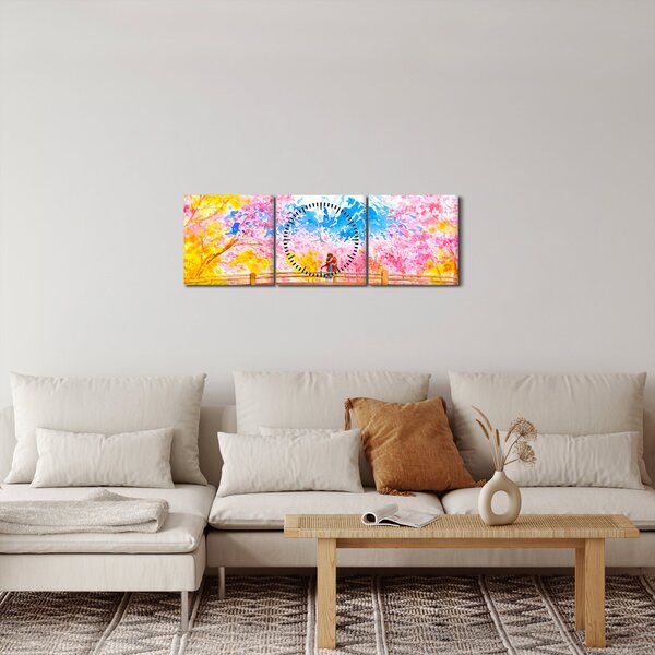 Kép - festett pár, akvarell (órával) (90x30 cm)